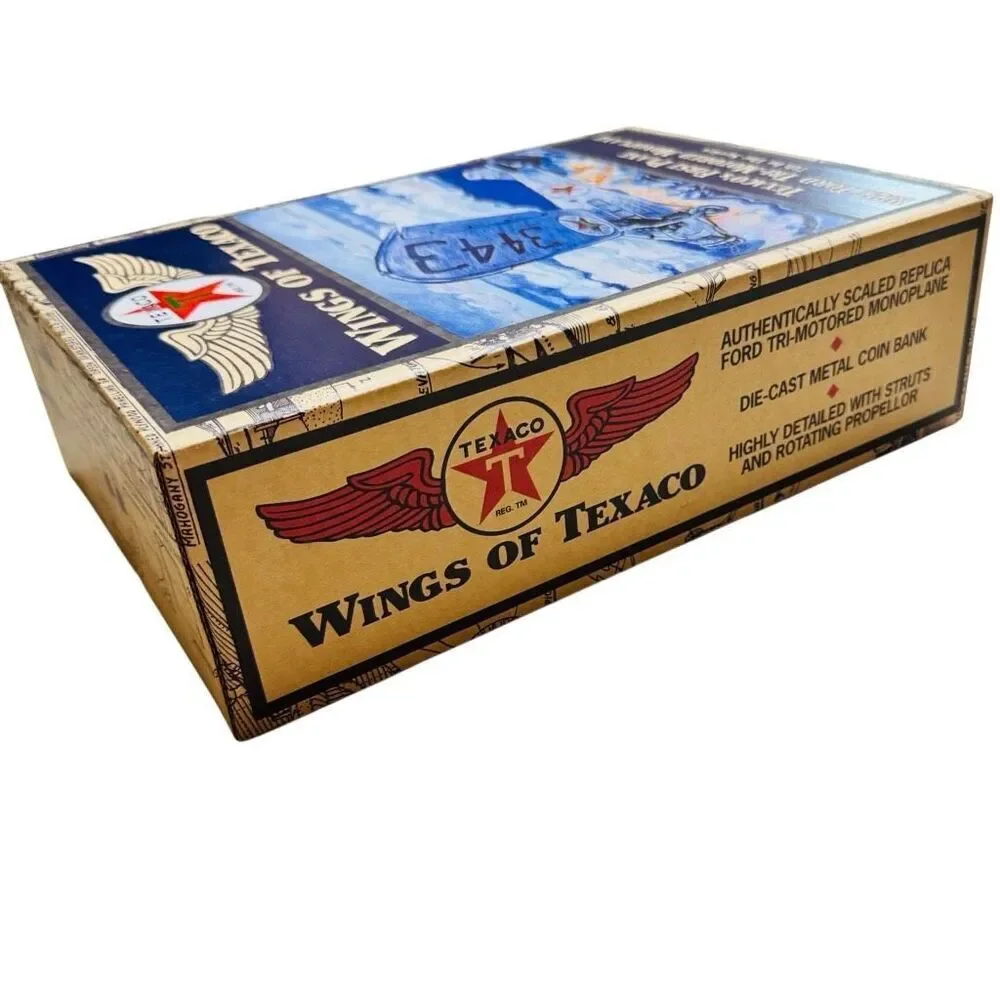 Wings of Texaco 1927 Ford Tri-Motored Mono Airplane Diecast Model Bank Ertl New